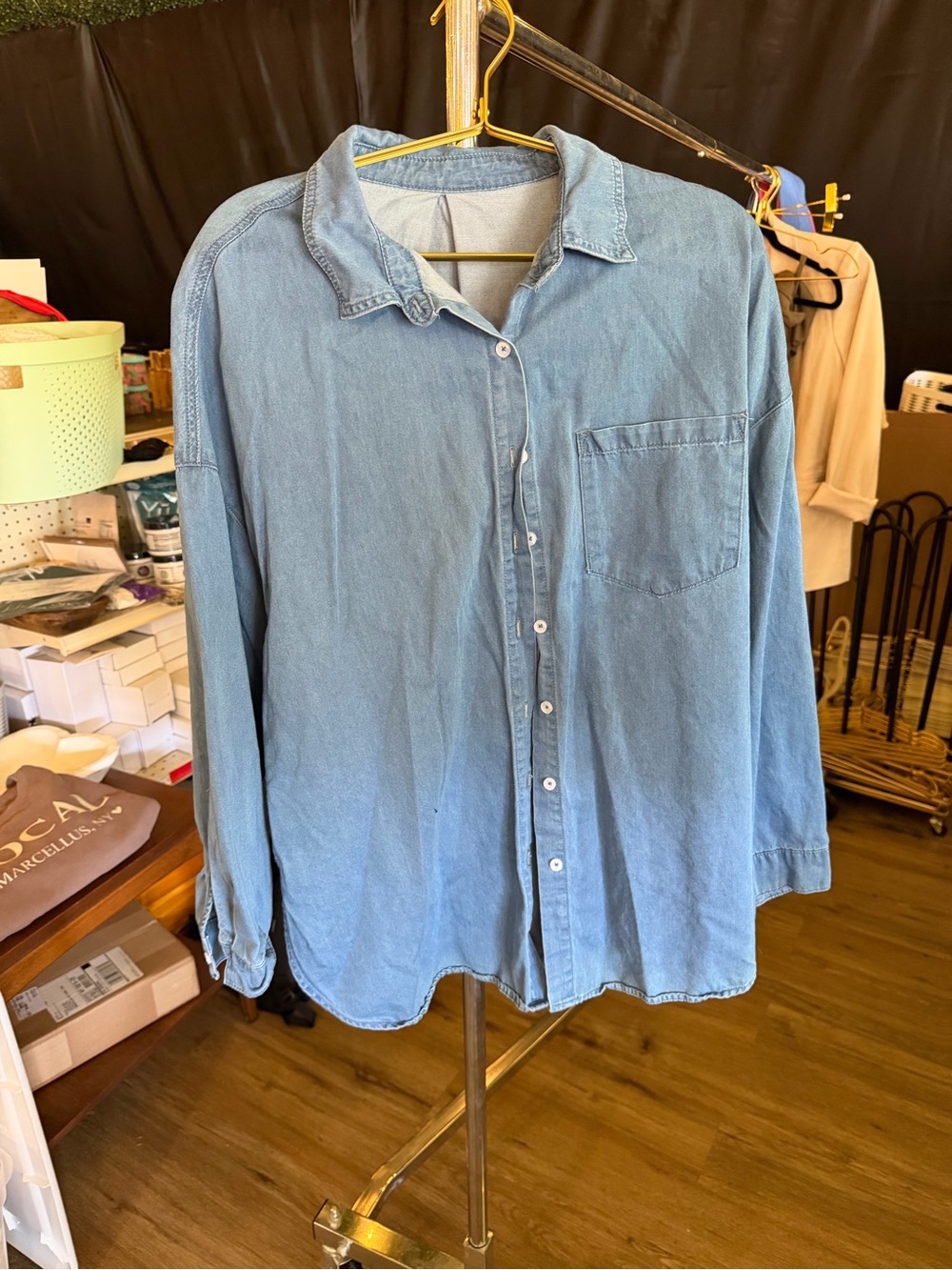 Light Blue Denim Button-Up Shirt (BOX 5)